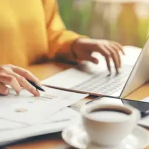 A person is completing their tax return online.