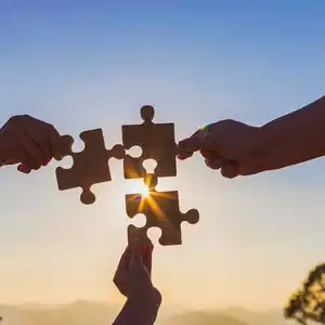 puzzle pieces with sunlight shining through